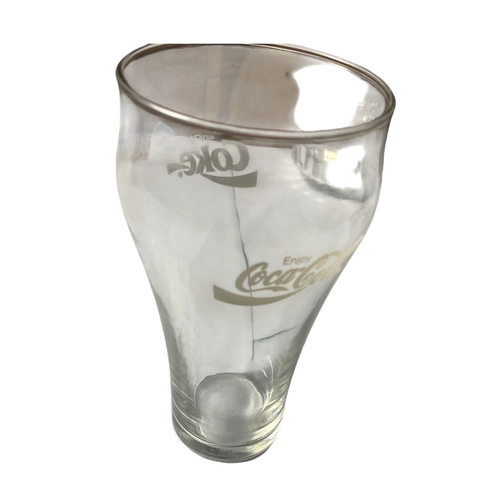 Vintage Coca-Cola Bell Shape Drinking Glass Clear Enjoy Coke Logo Retro Soda Cup